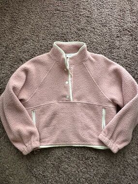 Women's Pink Sherpa Pullover Turtleneck Sweater